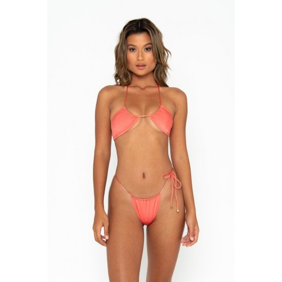 Online Store NAOMI Coral - Tie Side Bikini Bottoms - sommer swim -S87